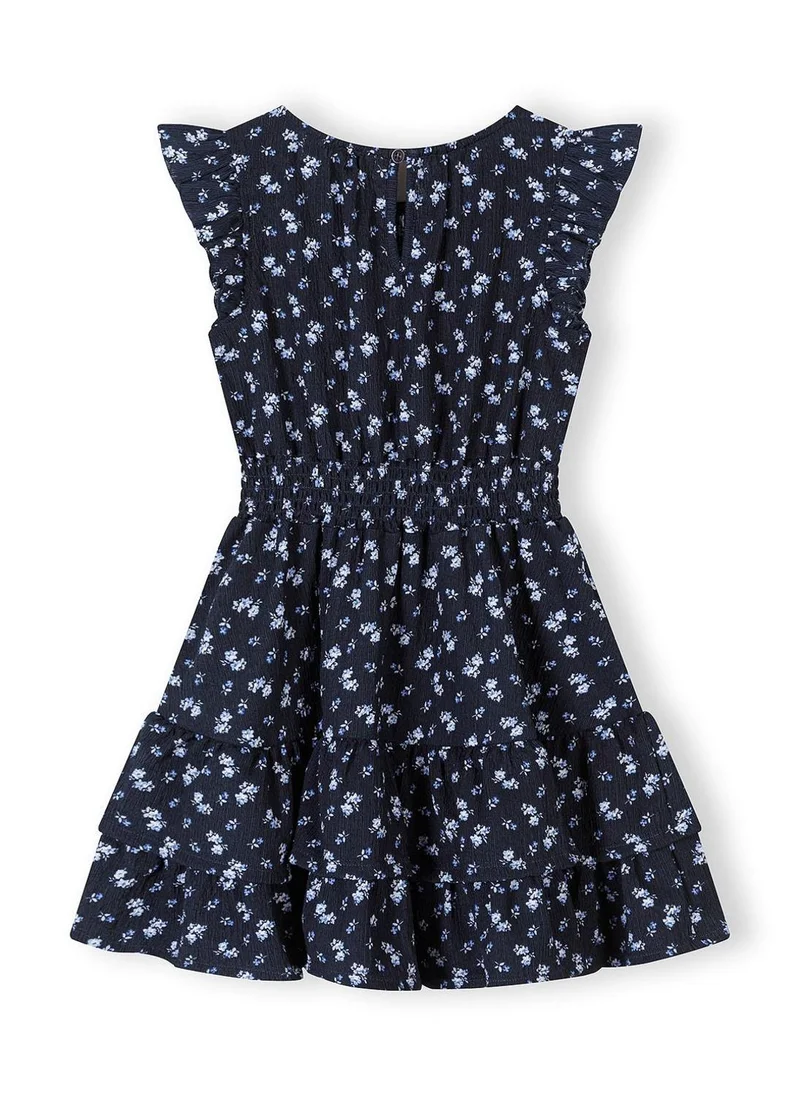 MINOTI Girls blue floral a-line dress frill sleeves